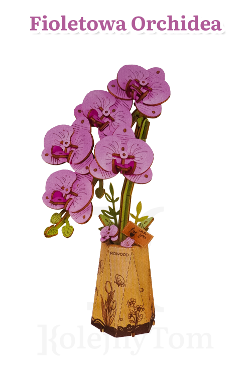 kwiatowe puzzle 3d kwiaty do składania fioletowy bukiet w wazonie dekoracja pokoju fioletowa orchidea